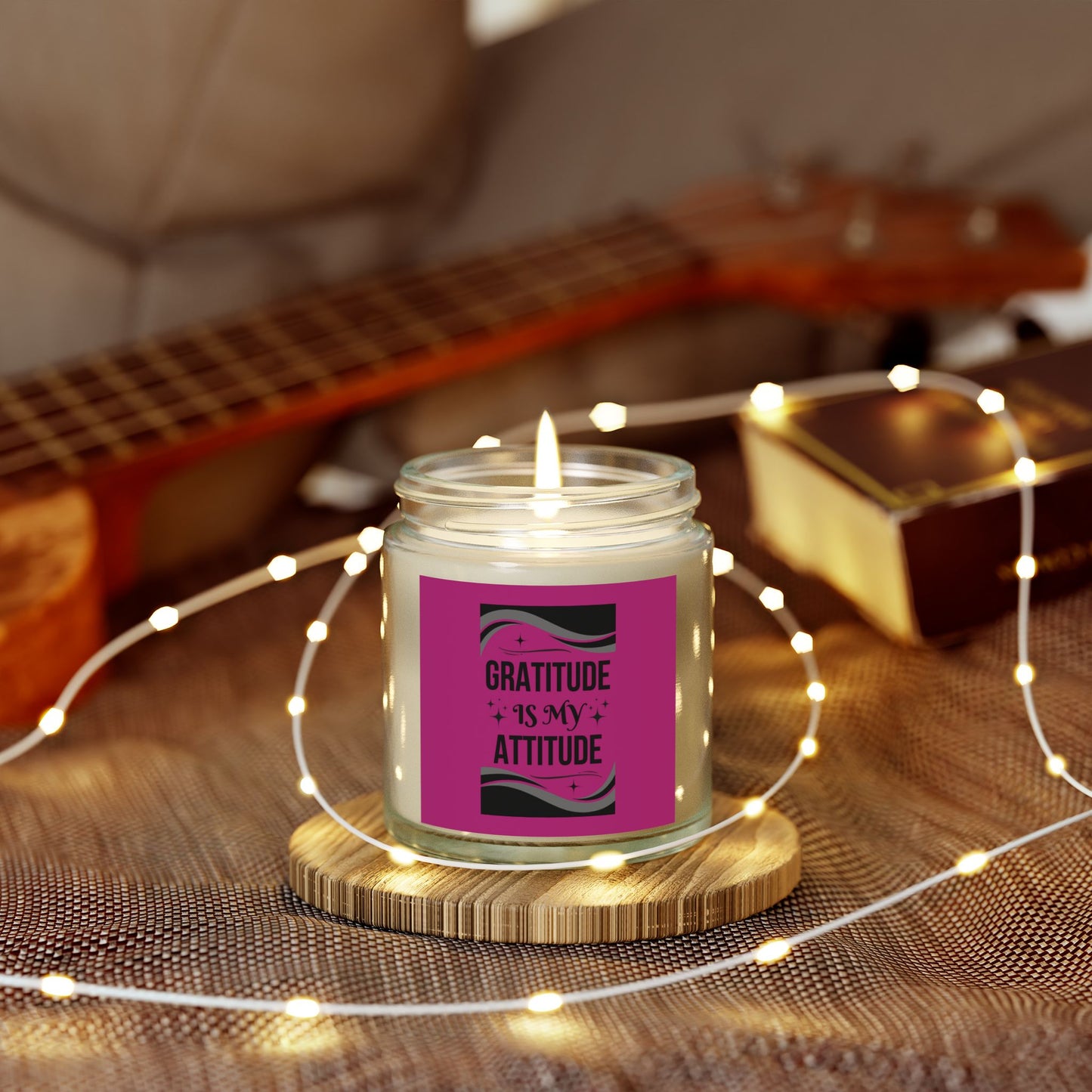 "GRATITUDE IS ATTITUDE" Scented Candles, Coconut Apricot Wax (4oz, 9oz)