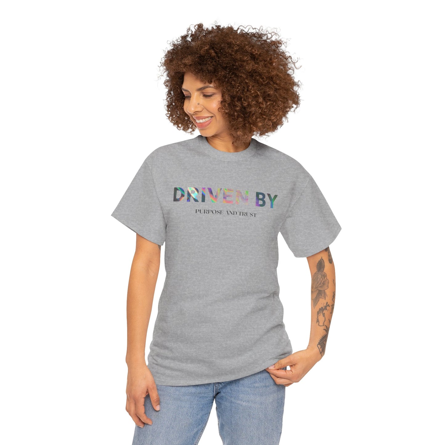 Driven By Inspiration Unisex Heavy Cotton Tee, Motivational Shirt, Casual Wear, Gift Idea for Friends, Positive Vibes, Everyday Style