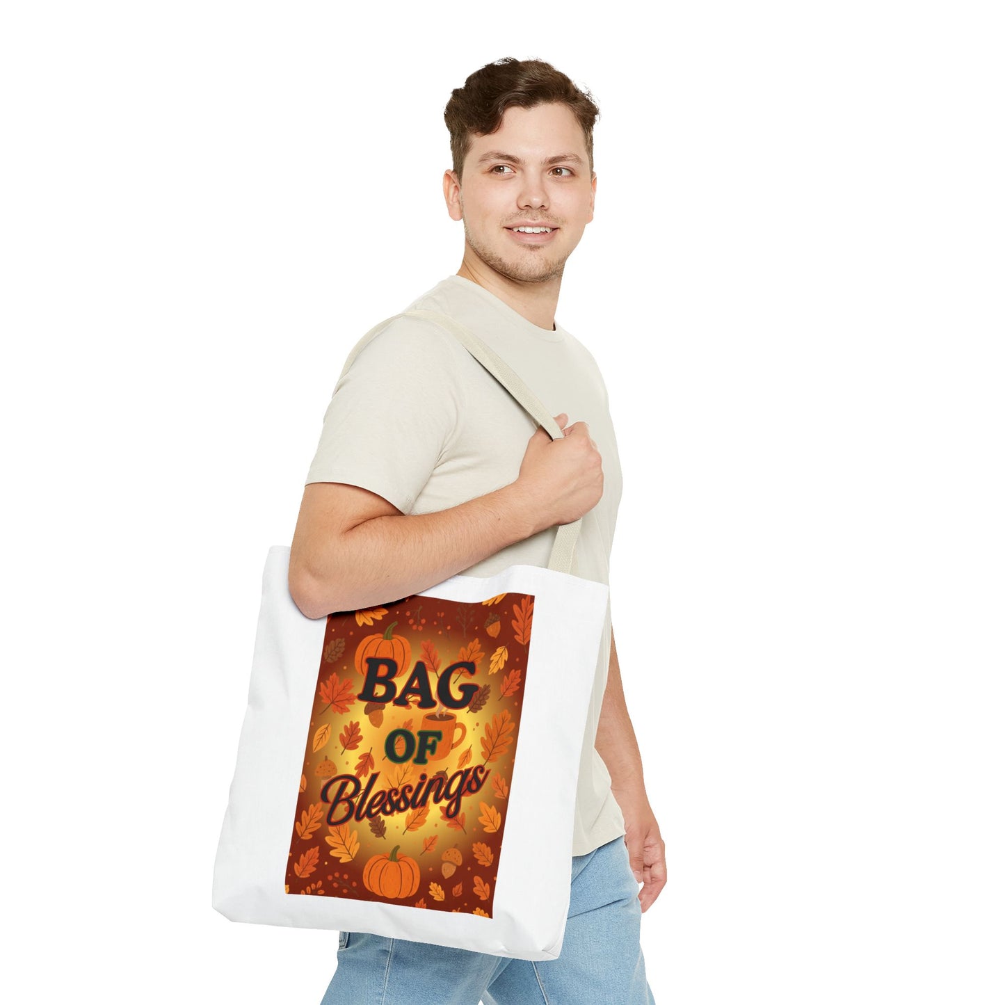 Autumn Blessings Tote Bag, Fall Tote for Shopping, Thanksgiving Gift Bag, Seasonal Carrier, Eco-Friendly Reusable Tote