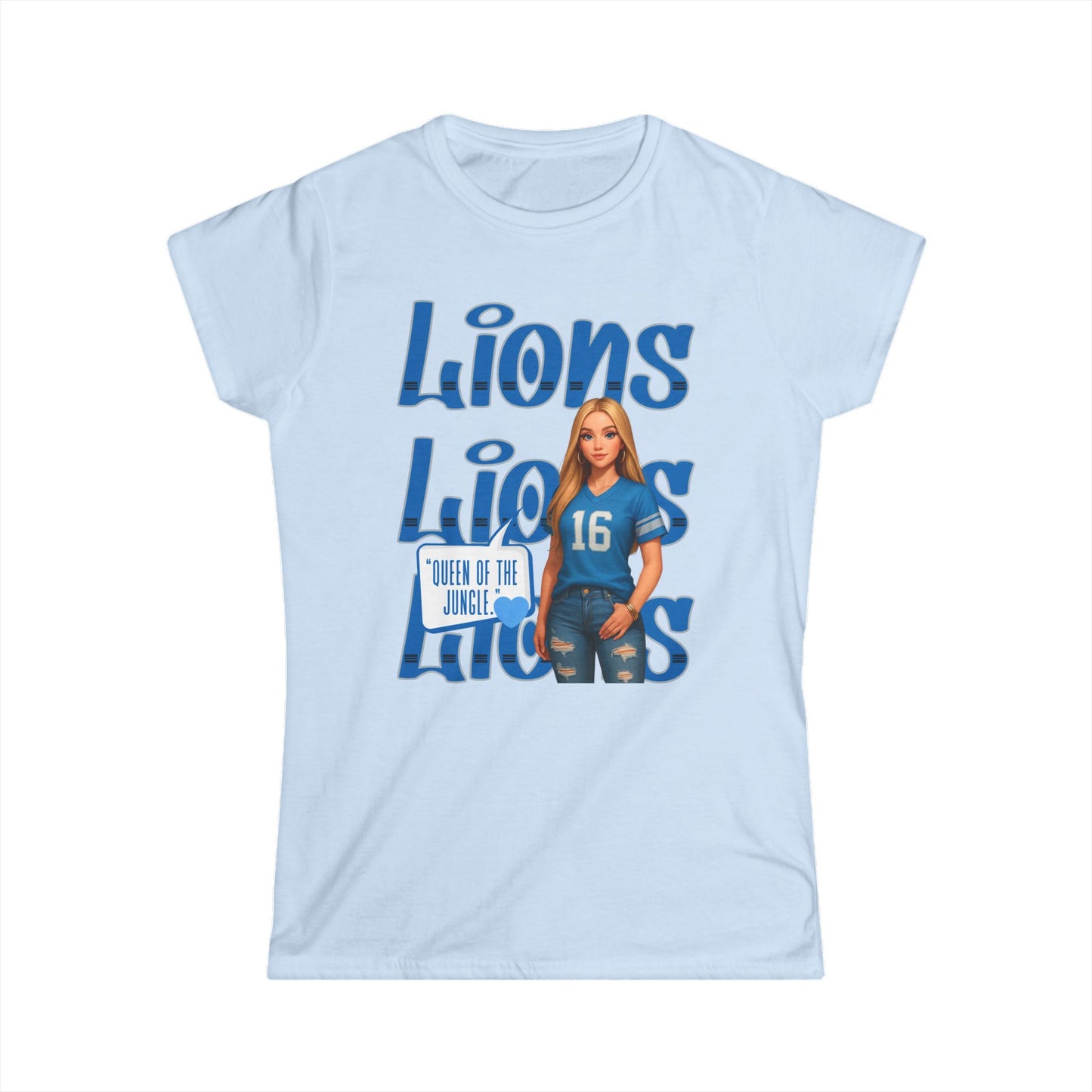 Lions Queen Women's Tee, Casual Fan Shirt, Women's Graphic Top, Gift for Sports Lovers, Birthday Present