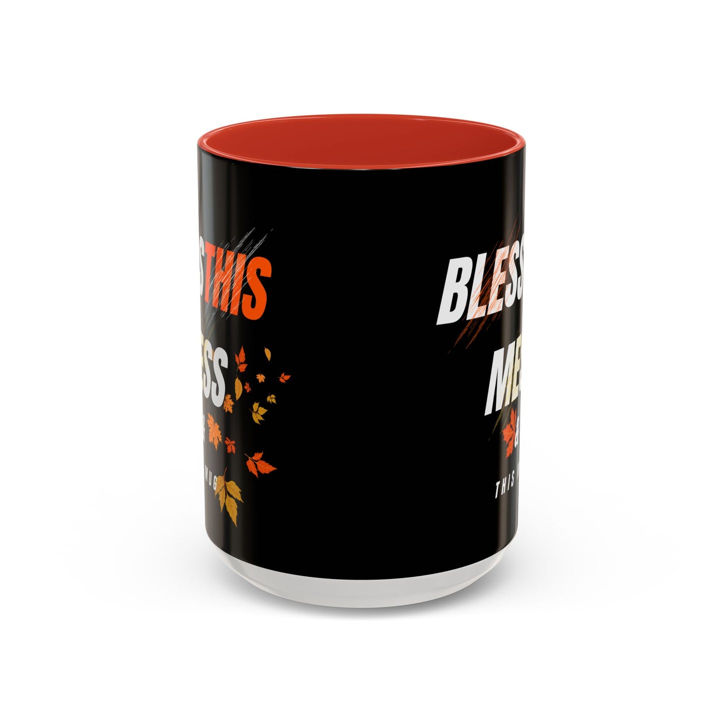 Bless This Mess Coffee Mug, Autumn Mug, Funny Mug Gift, Black Ceramic Mug, Fall Coffee Cup