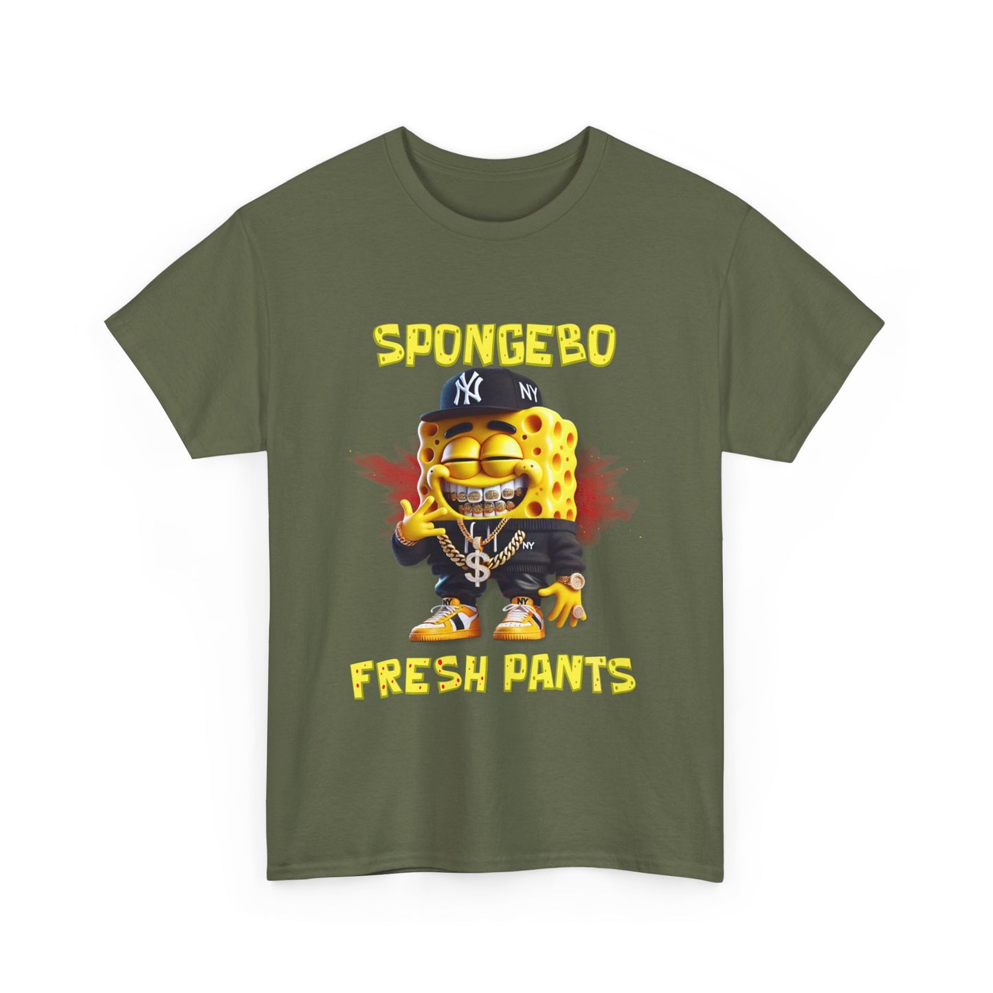 SpongeBo Fresh Pants Unisex Heavy Cotton Tee - Fun Graphic T-Shirt for Kids and Adults