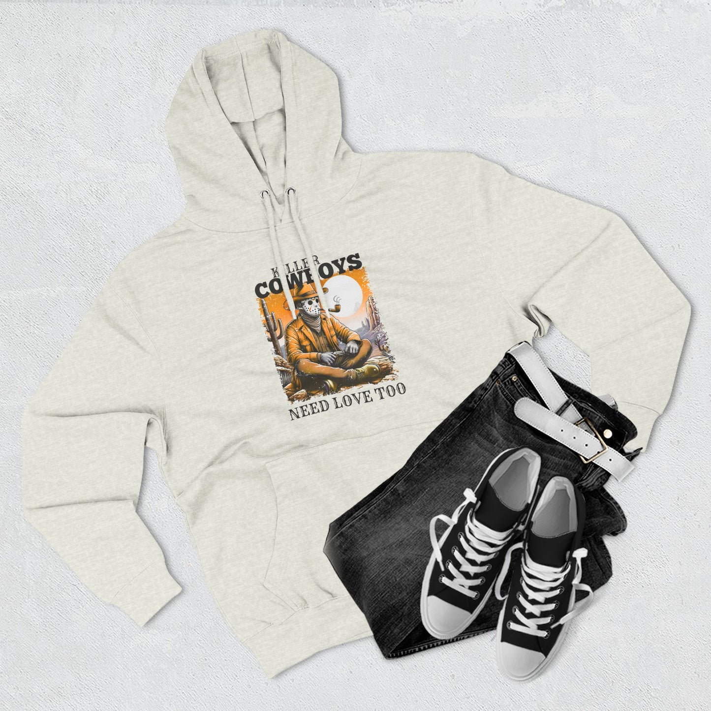 Three-Panel Fleece Hoodie-Front & Back Images