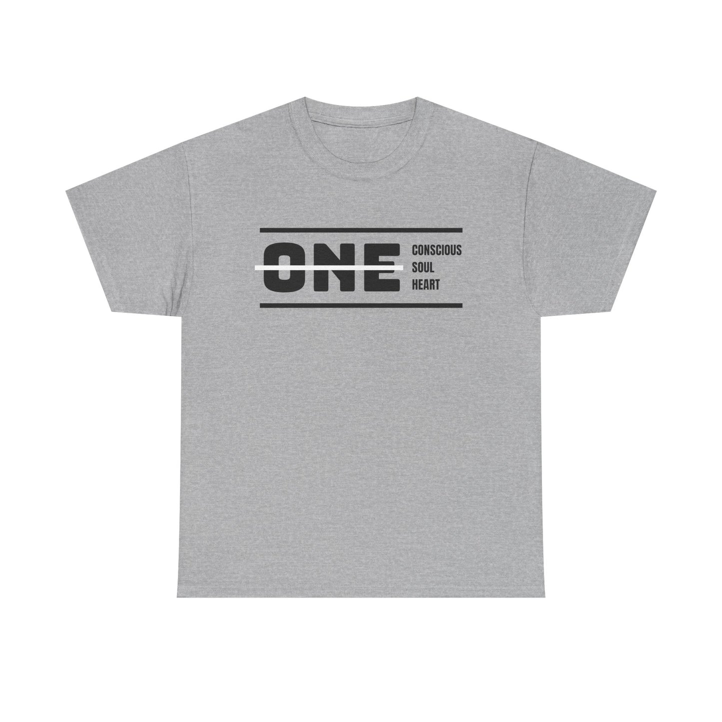 Male's Heavy Cotton Tee - 'ONE' Conscious Soul Heart | Casual Apparel, Gift for Mindfulness, Inspirational Wear, Summer Tee, Everyday Style