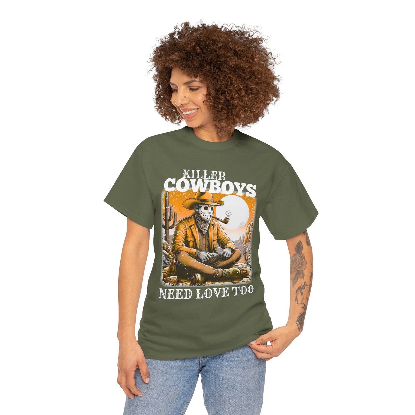 Killer Cowboys Graphic Tee, Unisex Heavy Cotton T-Shirt for Casual Wear, Cowboy Lover Gift, Western Occasion Apparel