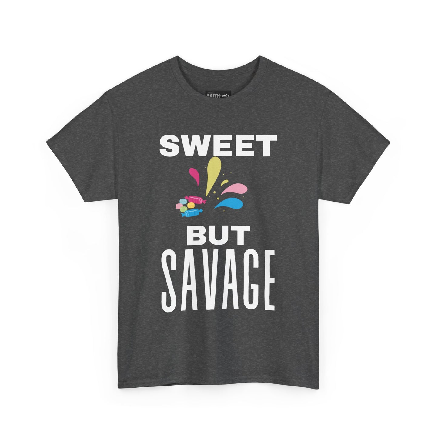 Sweet but Savage Grandma Cotton Tee | Fun Gift for Trendsetters, Everyday Wear, Birthday Party, and Casual Outings