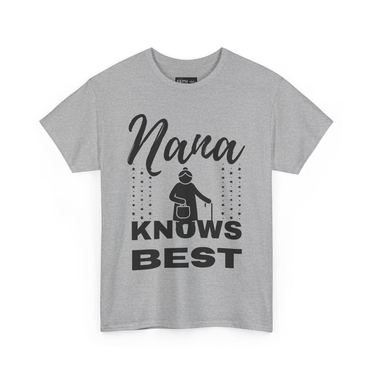 Unisex Heavy Cotton Tee - Nana Knows Best, Gift for Grandma, Family Reunion, Mother's Day, Casual Everyday Wear