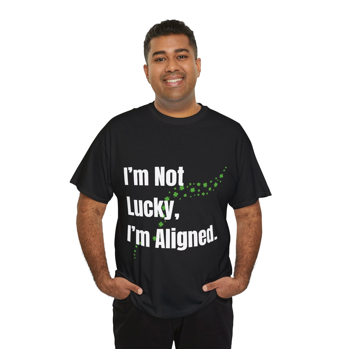 "I’m Not Lucky, I’m Aligned" Unisex Heavy Cotton T-shirt - Motivational Tee for Positivity and Alignment