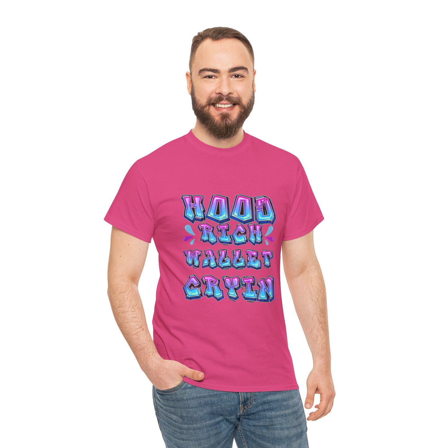 Cool Graphic Tee - 'Hood Rich Wallet Cryin' Unisex Heavy Cotton T-shirt