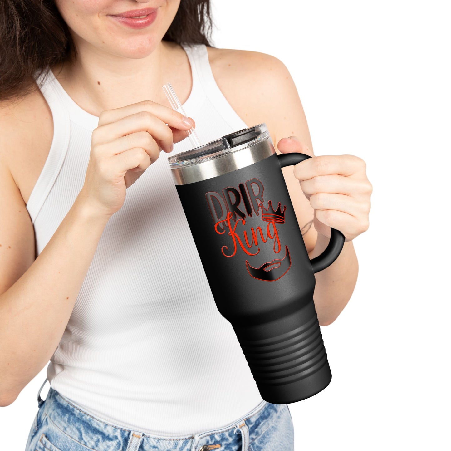 Drip King Insulated Travel Mug, 40oz | Perfect for Coffee Lovers, Gift for Him, Road Trips, Bearded Men, Stylish Drinkware