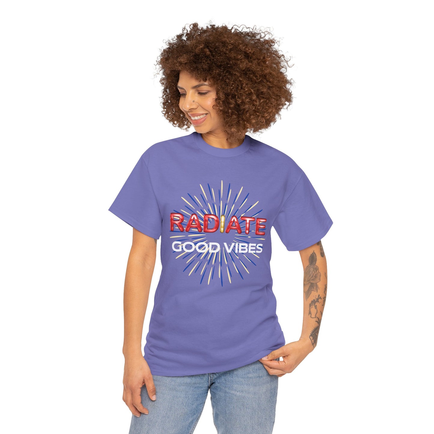Radiate Unisex Heavy Cotton Tee - Positive Vibe Shirt, Gift for Friends, Motivational Apparel, Casual Wear, Everyday Comfort