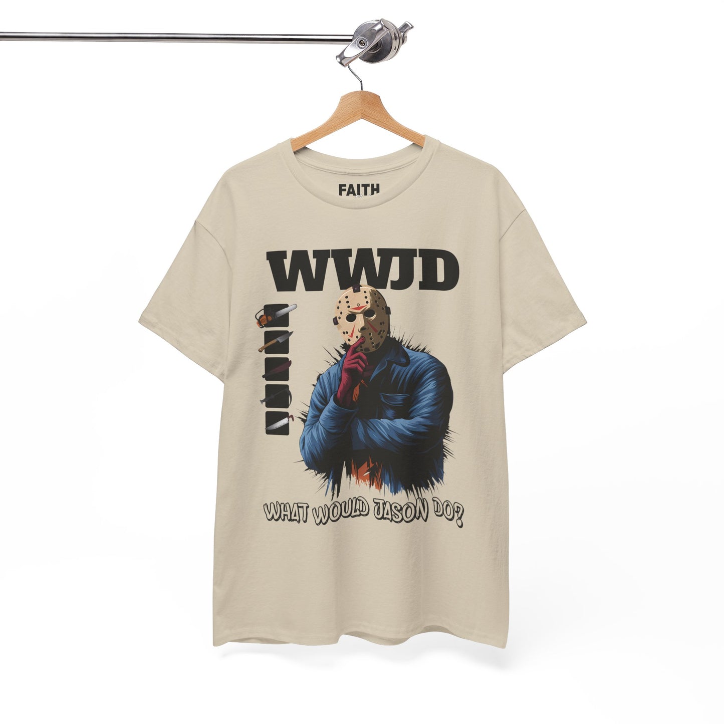 WWJD Unisex Heavy Cotton Tee, Graphic T-Shirt, Casual Wear, Gift for Him, Trendy Apparel, Statement Tee