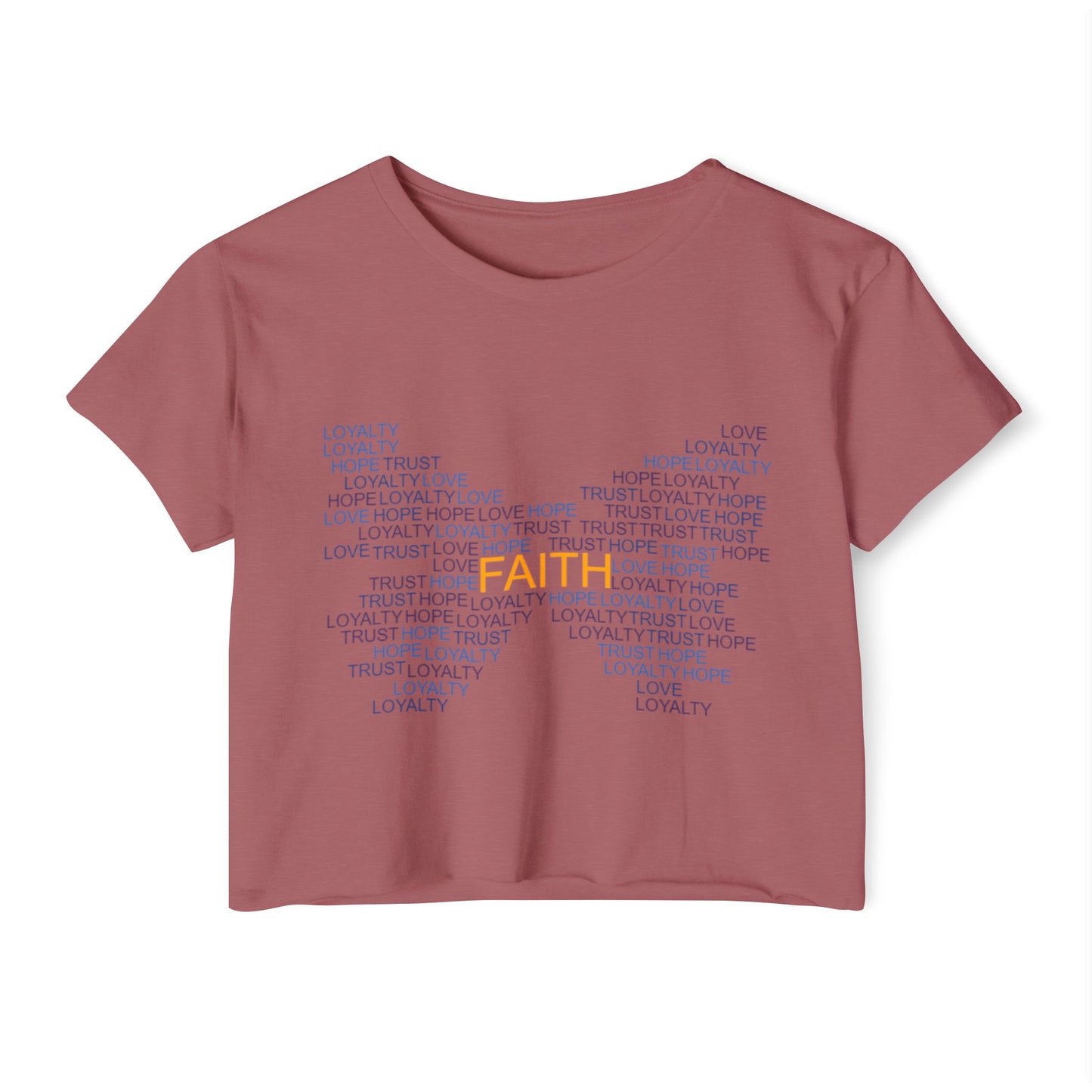 Women's Festival Crop Top with Faith Design, Boho Style Tee, Summer Festival Top, Inspirational Apparel, Gift for Her