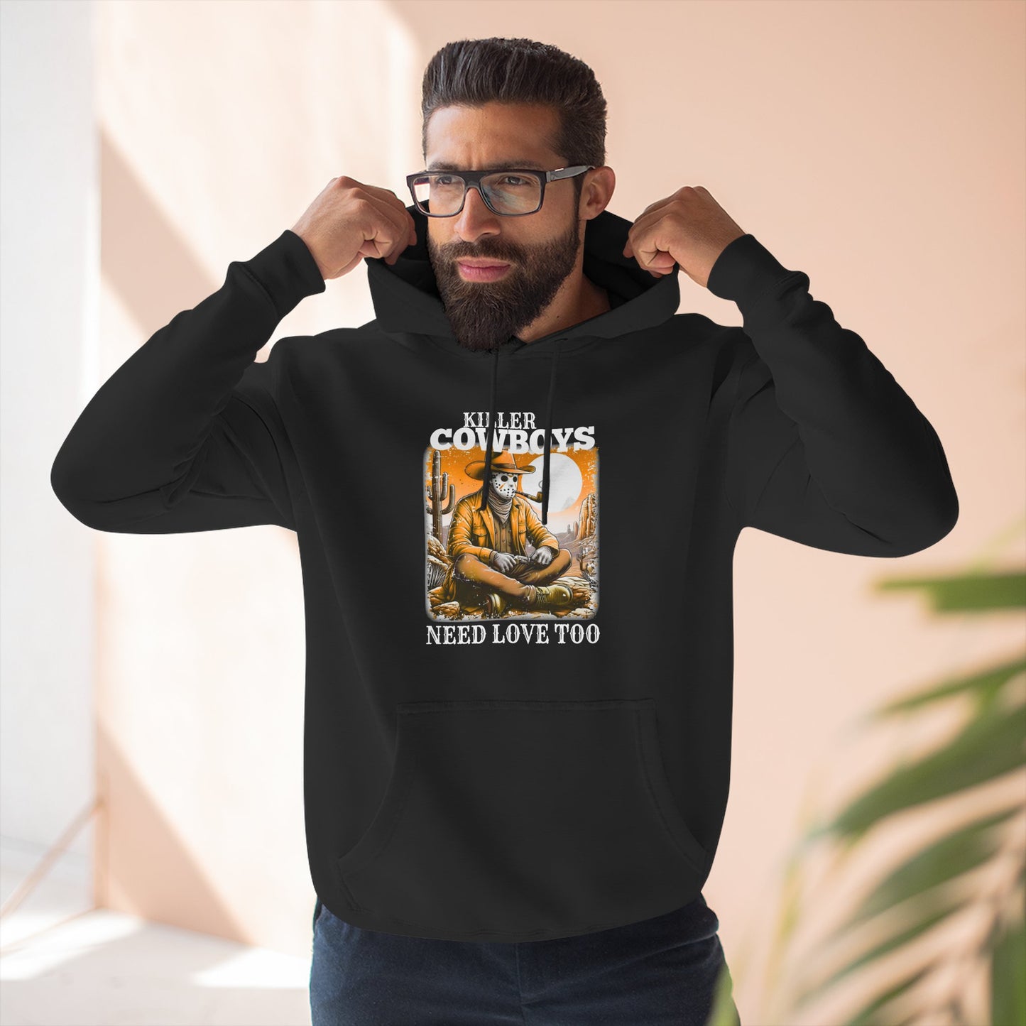 Three-Panel Fleece Hoodie-Front & Back Images