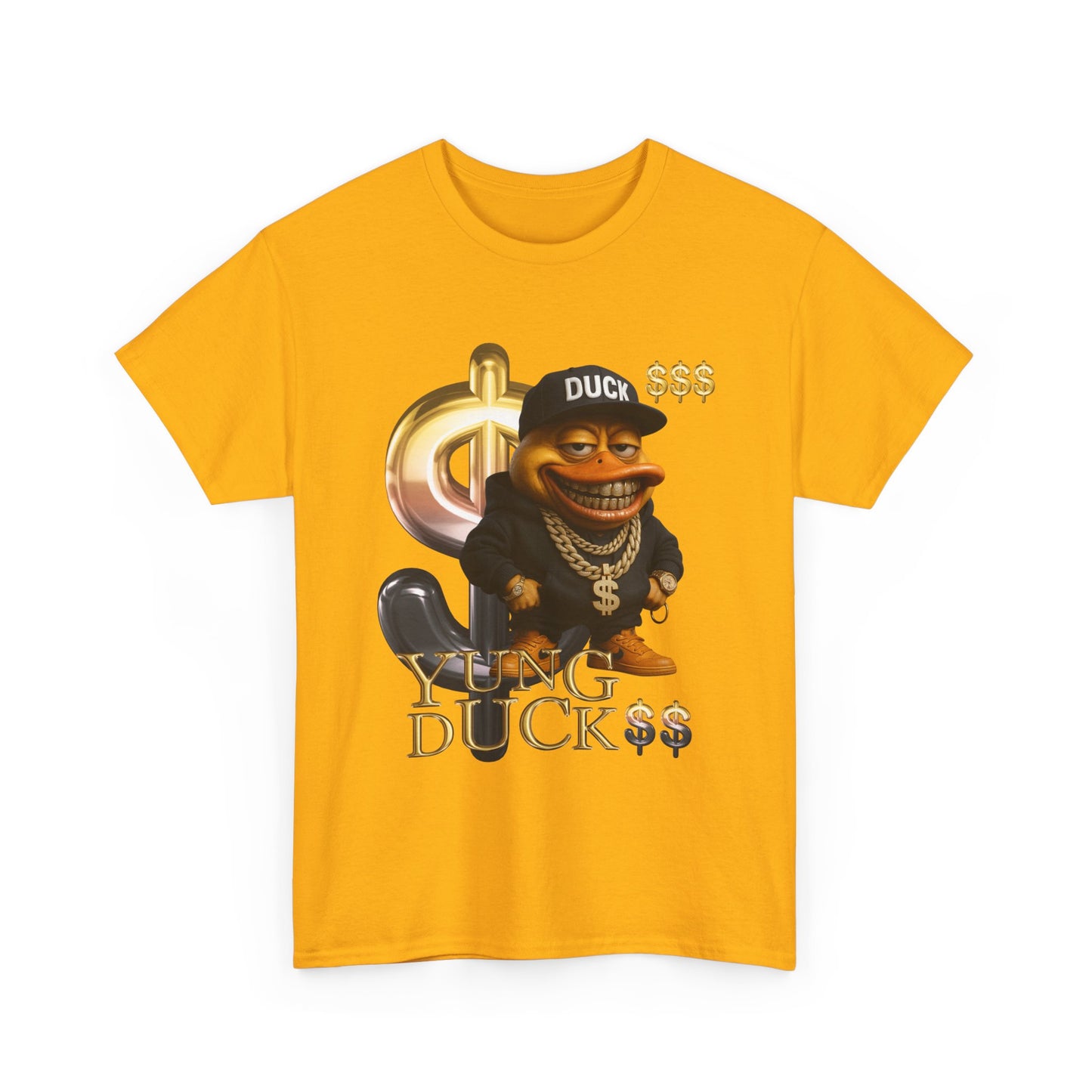 Yung Duck$$ Unisex Heavy Cotton Tee - Fun Streetwear T-Shirt for Casual Outfits