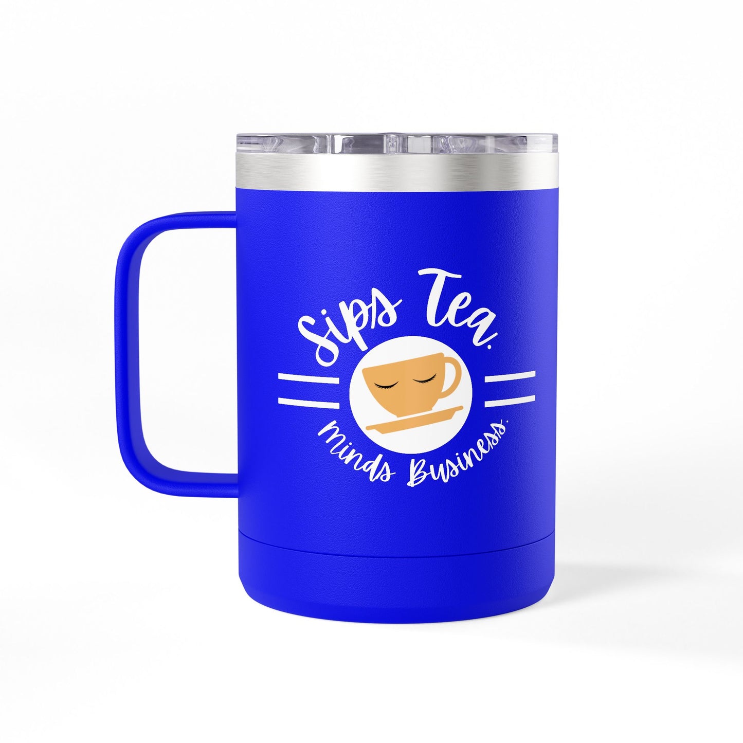 Coffee Lover's Tumbler with Sips Tea Design, Insulated Mug for Home, Travel, Gift for Coffee & Tea Lovers, Birthday, Office, Everyday Use