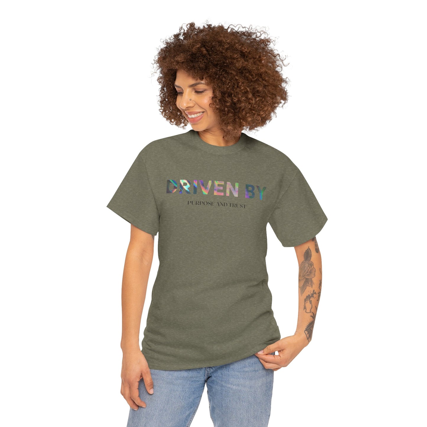 Driven By Inspiration Unisex Heavy Cotton Tee, Motivational Shirt, Casual Wear, Gift Idea for Friends, Positive Vibes, Everyday Style