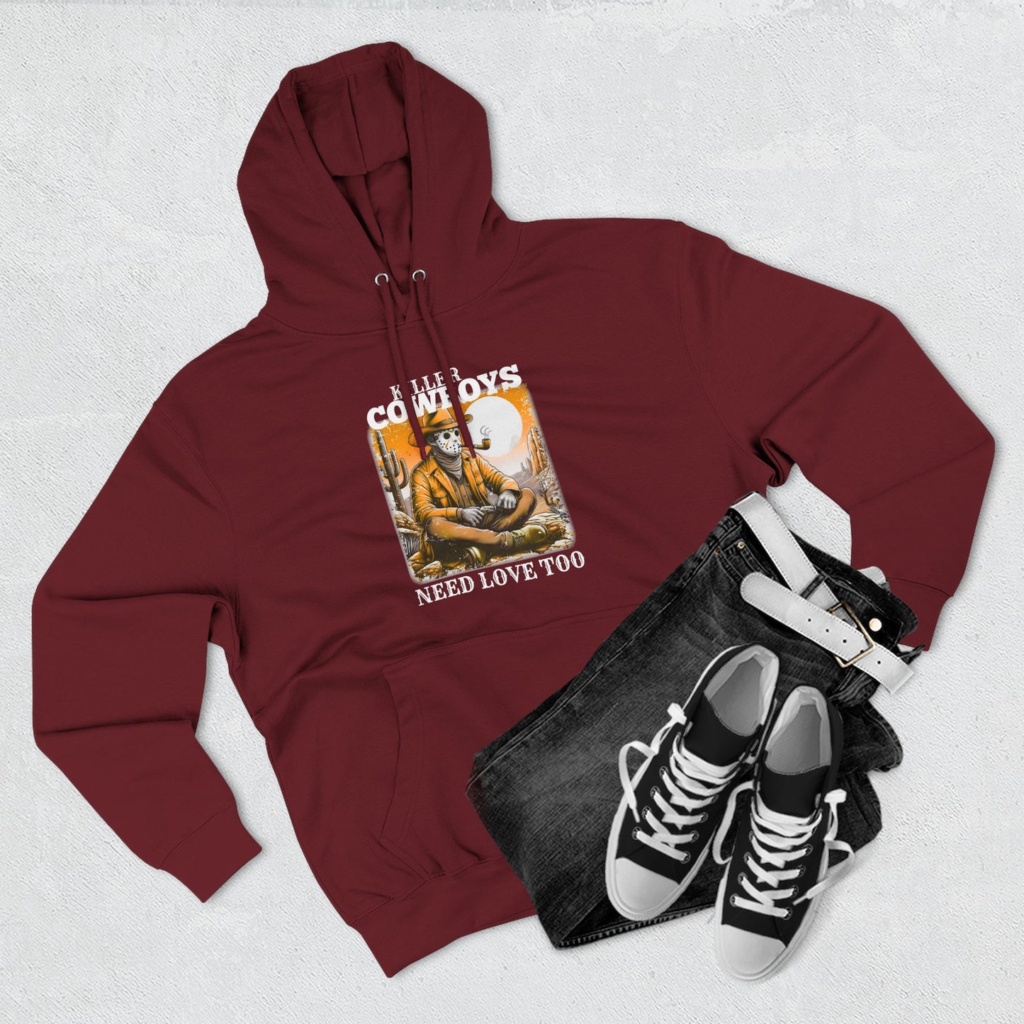 Three-Panel Fleece Hoodie-Front & Back Images