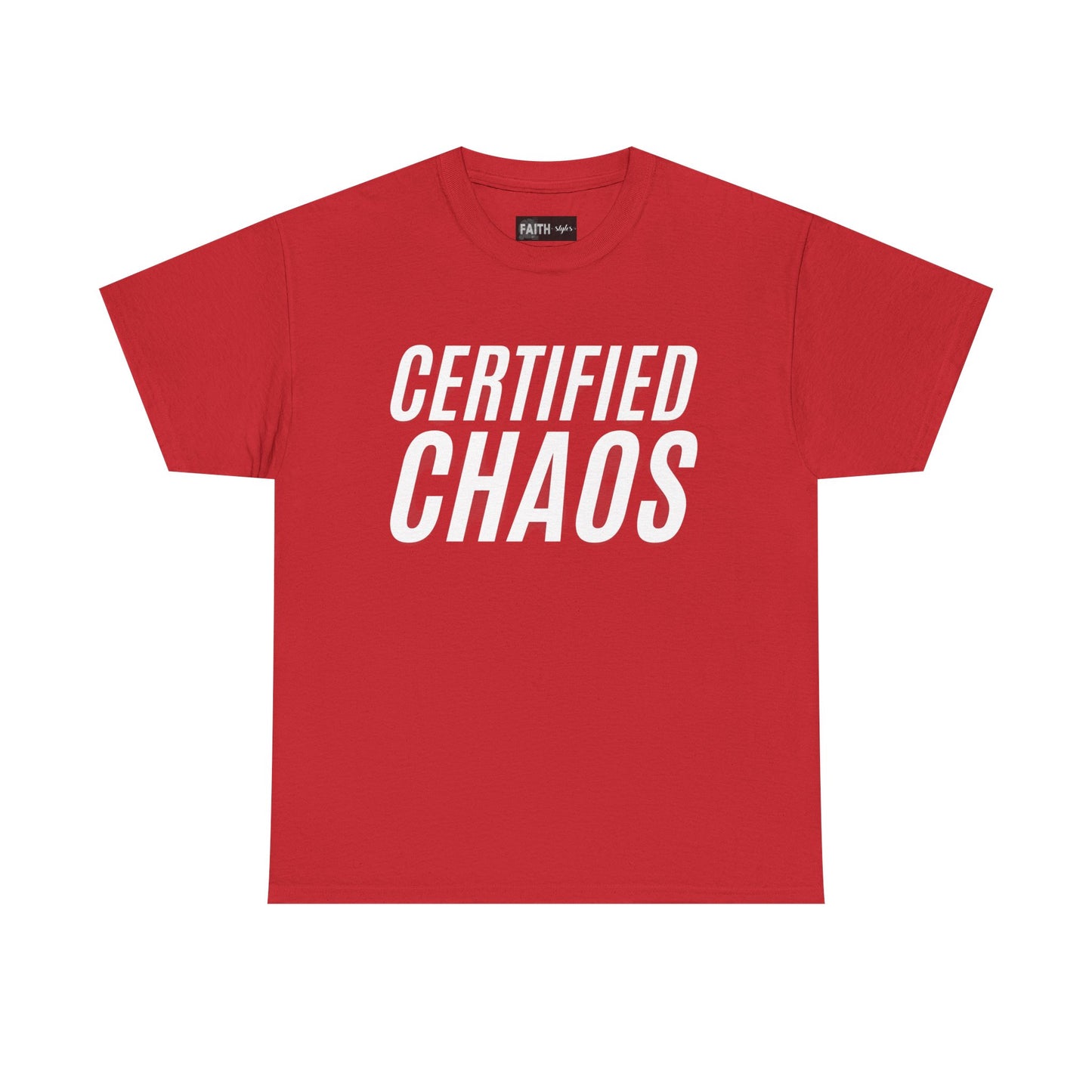 Certified Chaos Unisex Heavy Cotton Tee, Casual Tee, Graphic Tee, Trendy T-Shirt, Gift for Friends, Everyday Wear