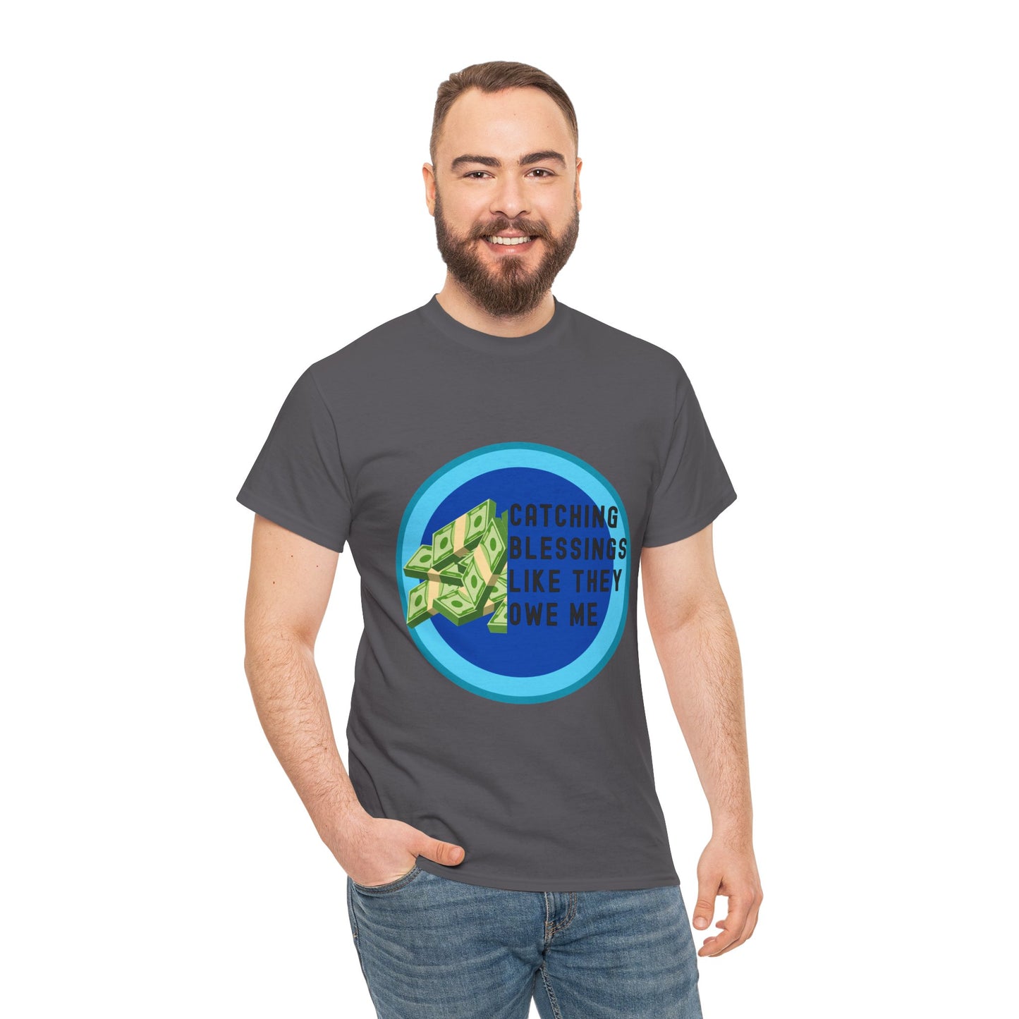Catching Blessings Unisex Heavy Cotton Tee - Motivational Graphic T-Shirt