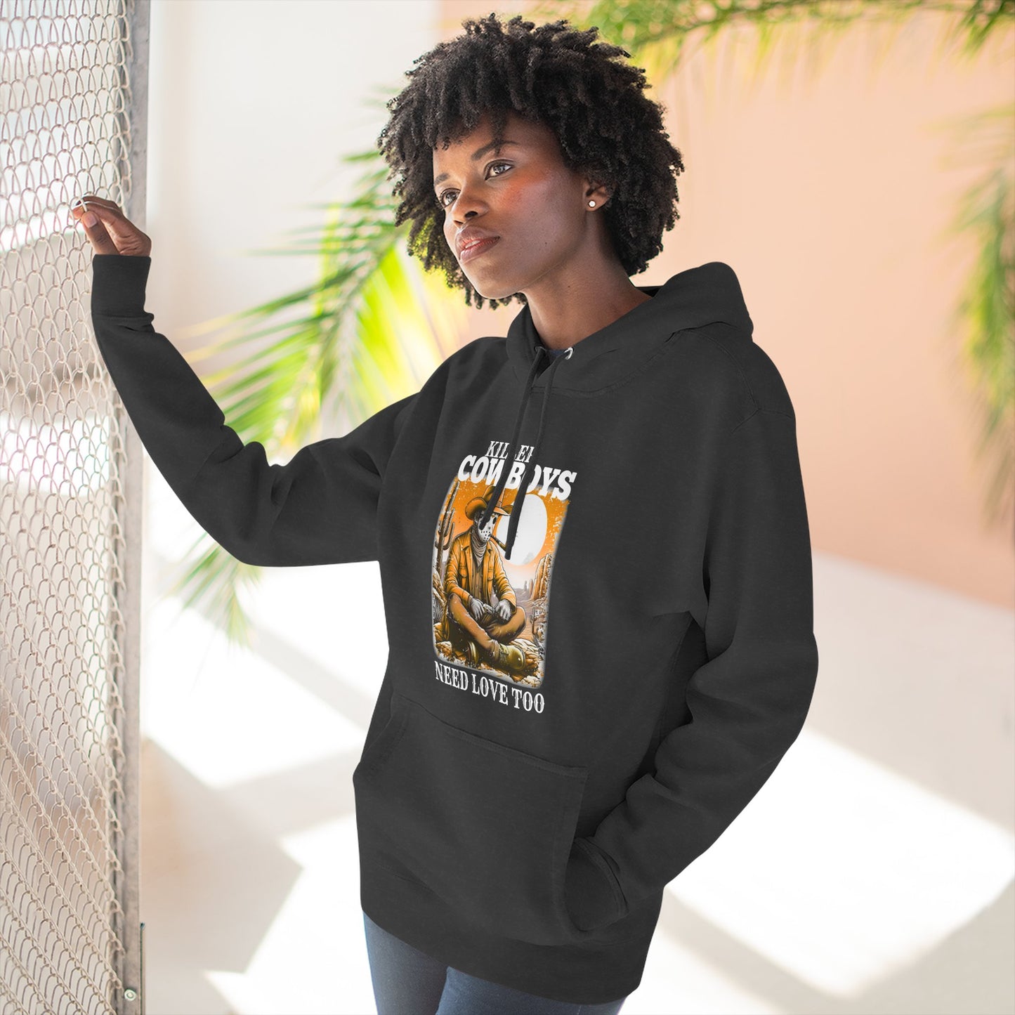 Three-Panel Fleece Hoodie-Front & Back Images