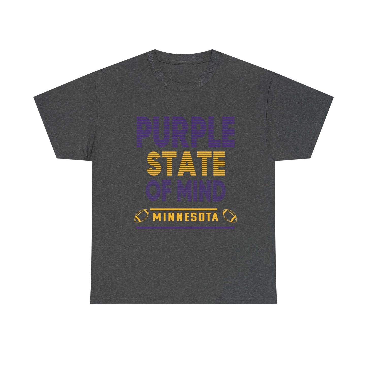 Purple State of Mind Male Cotton Tee, Comfortable Casual Wear, Gift for Minnesota Lovers, Birthday, College Apparel