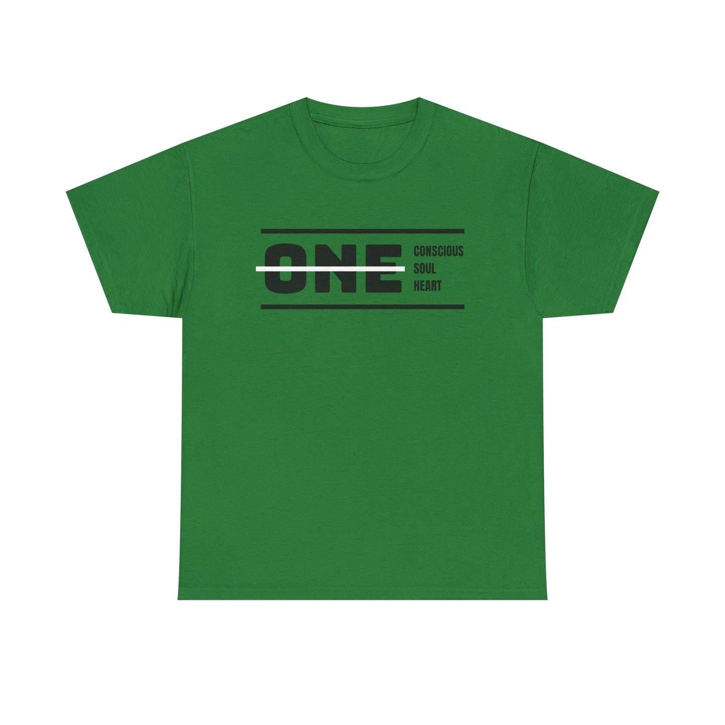 Male's Heavy Cotton Tee - 'ONE' Conscious Soul Heart | Casual Apparel, Gift for Mindfulness, Inspirational Wear, Summer Tee, Everyday Style