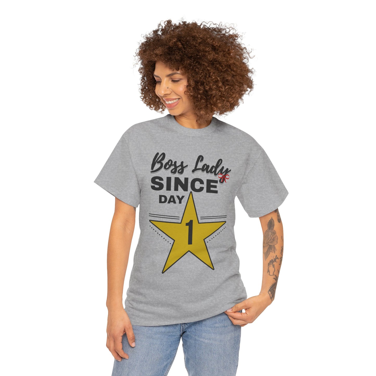 Boss Lady Since Day 1 Tee - Unisex Heavy Cotton Shirt, Perfect for Bosses, Gifts, Celebrations, Fun Occasions, Casual Wear