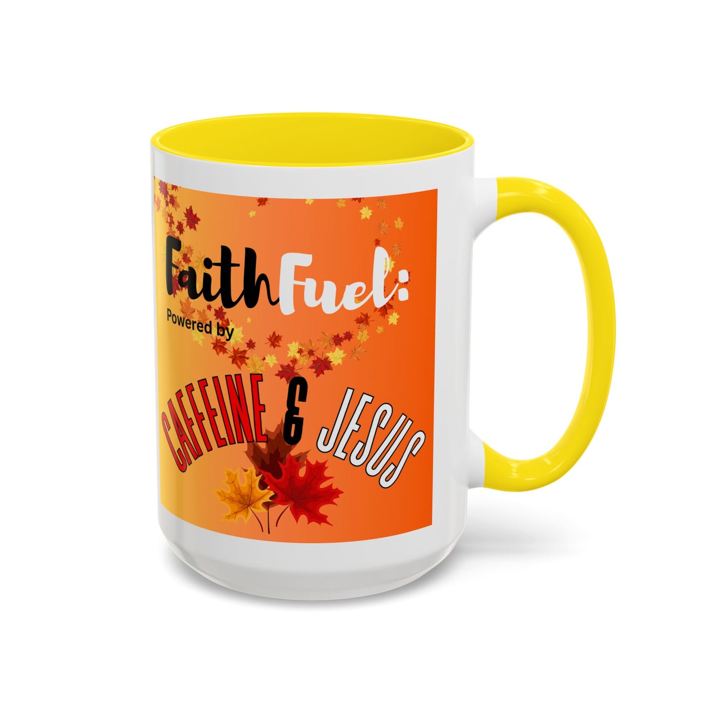 FaithFuel Caffeine & Jesus Mug - Fall Coffee Cup, Inspirational Gift, Autumn Decor, Home Office Supplies, Religious Mug