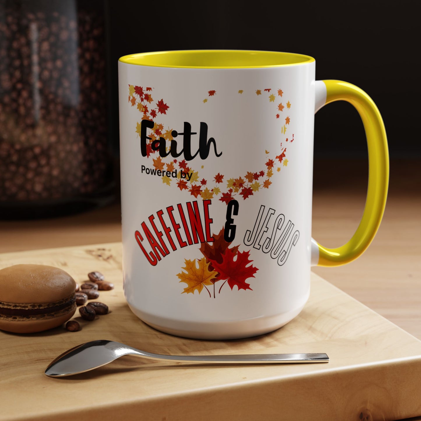 Faith & Caffeine Fall Coffee Mug | Perfect for Autumn Lovers, Thanksgiving Gift, Religious Coffee Cup, Inspirational Drinkware, Cozy Vibes