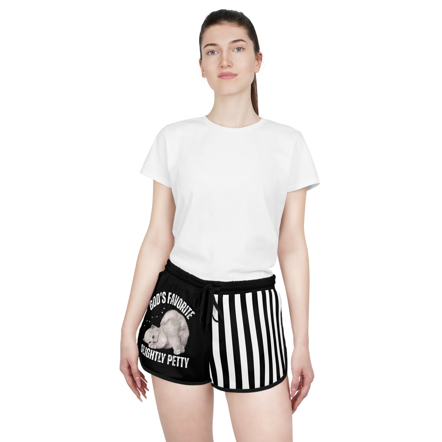 God's Favorite Women's Relaxed Shorts, Petty Cat Design Athletic Shorts, Casual Summer Wear, Funny Gift for Cat Lovers, Stylish Loungewear