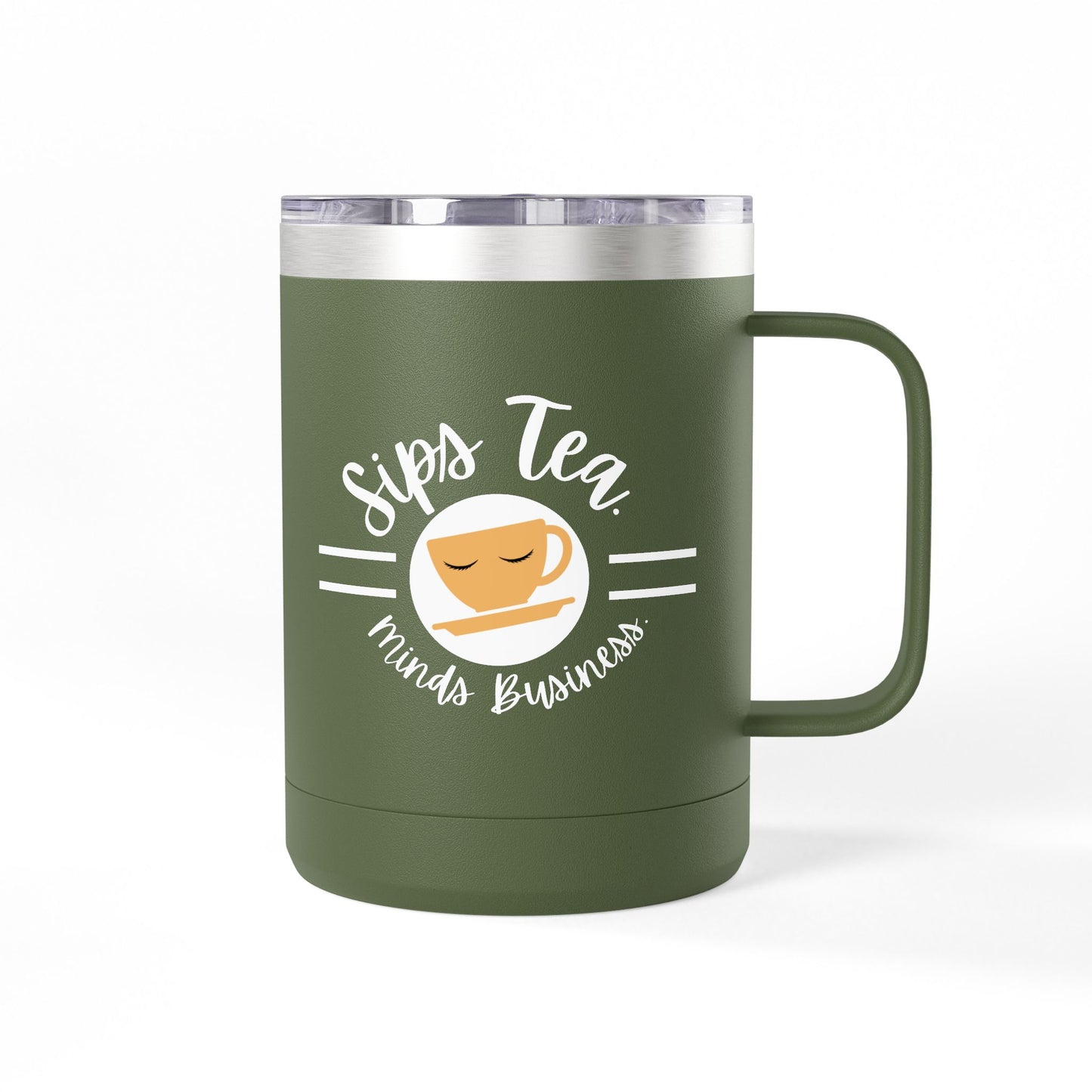 Coffee Lover's Tumbler with Sips Tea Design, Insulated Mug for Home, Travel, Gift for Coffee & Tea Lovers, Birthday, Office, Everyday Use