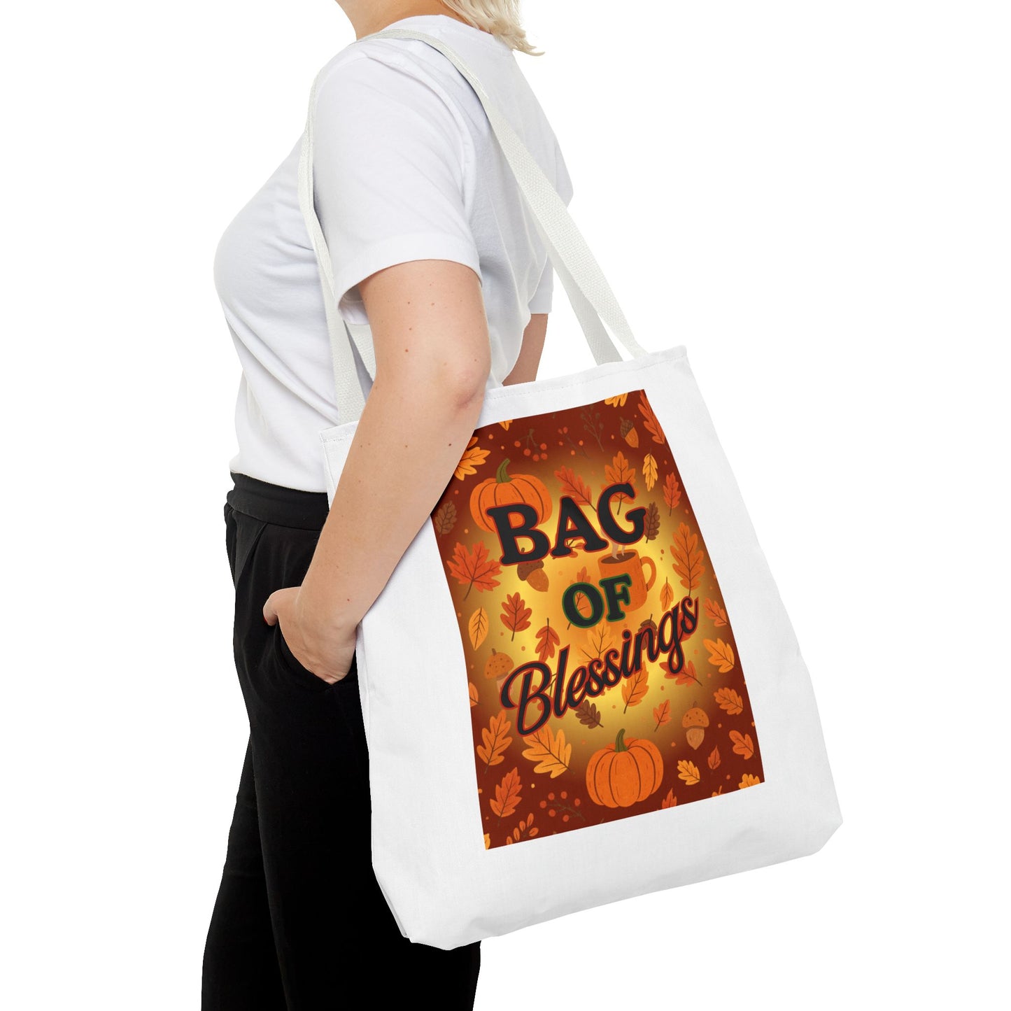 Autumn Blessings Tote Bag, Fall Tote for Shopping, Thanksgiving Gift Bag, Seasonal Carrier, Eco-Friendly Reusable Tote