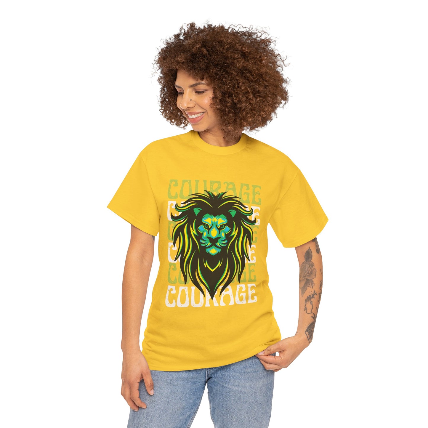 Courageous Lion Tee, Motivational Shirt, Unisex Cotton T-Shirt, Gift for Strength, Inspirational Apparel, Courage Theme