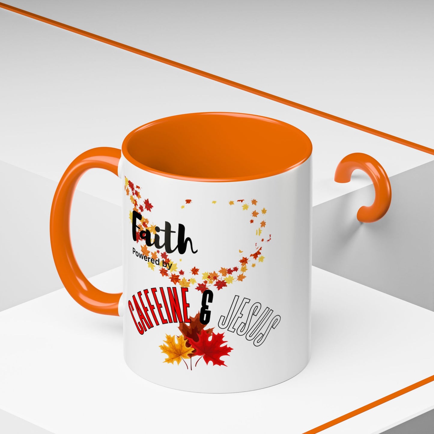 Faith & Caffeine Fall Coffee Mug | Perfect for Autumn Lovers, Thanksgiving Gift, Religious Coffee Cup, Inspirational Drinkware, Cozy Vibes