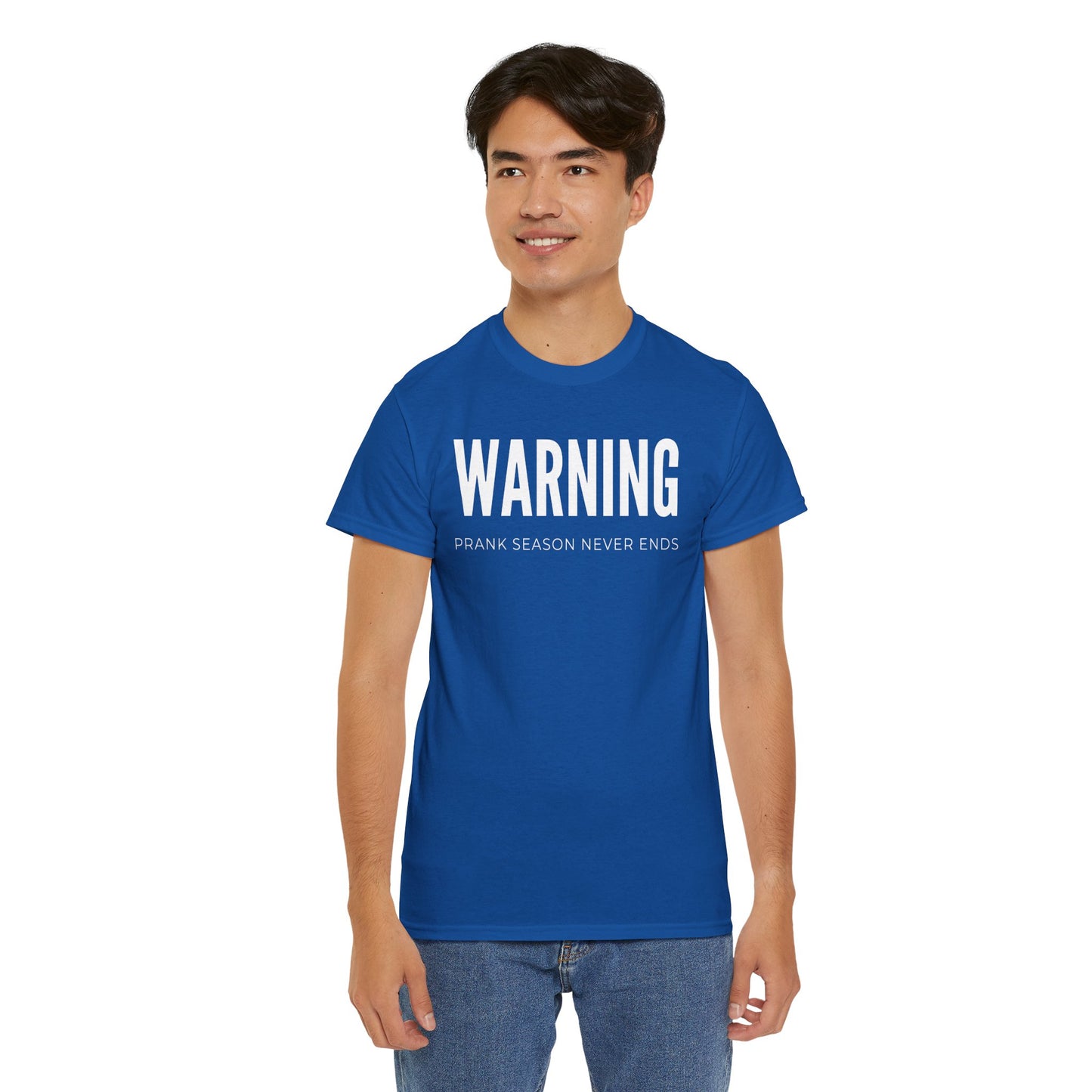 Warning Prank Season Unisex Heavy Cotton Tee | Fun Gift, Casual Wear, Comedy Merchandise, Birthday Gift, Prankster Shirt