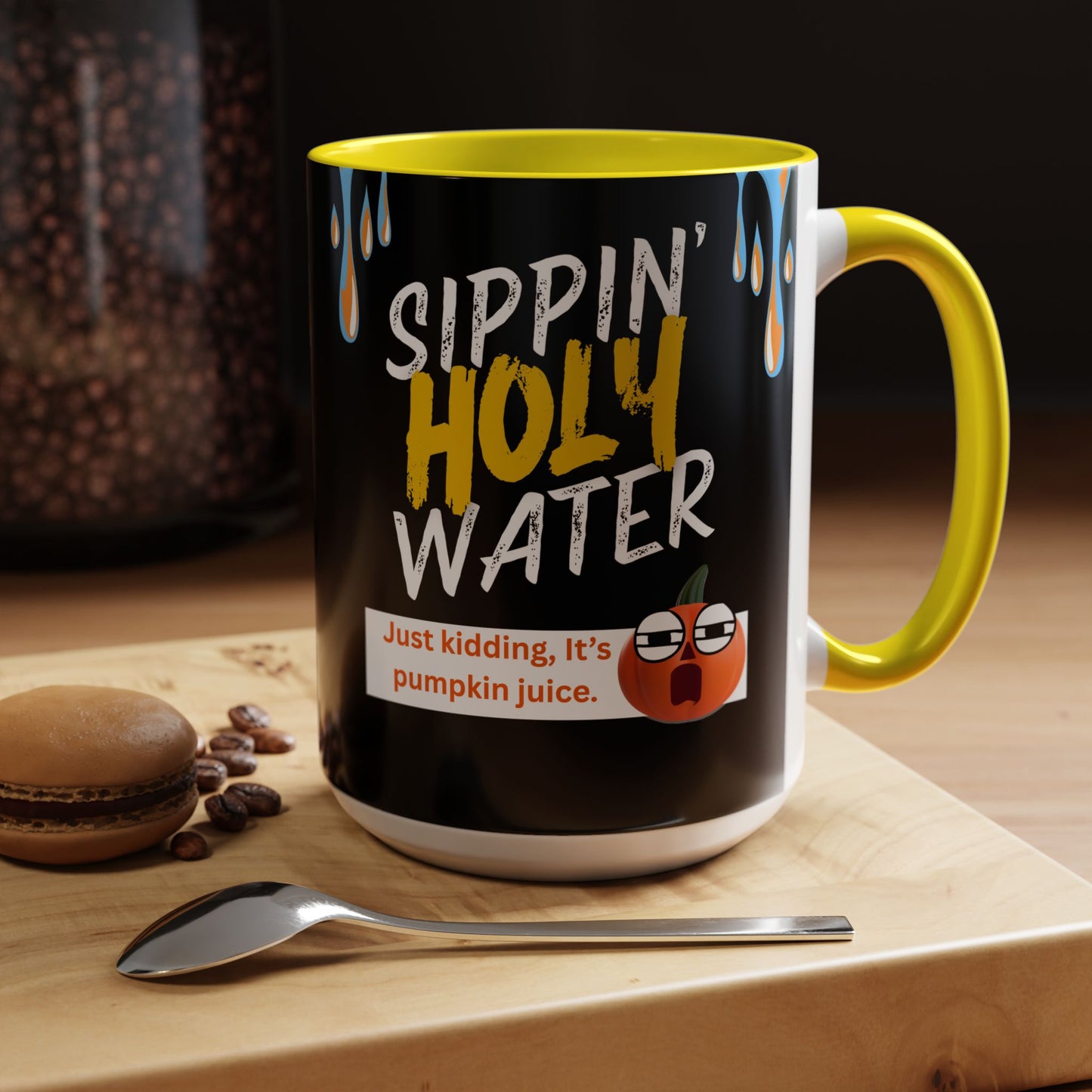 Sippin' Holy Water Coffee Mug, Funny Pumpkin Juice Mug, Halloween Coffee Cup, Unique Gift for Fall, Cute Office Mug, Quirky Kitchenware