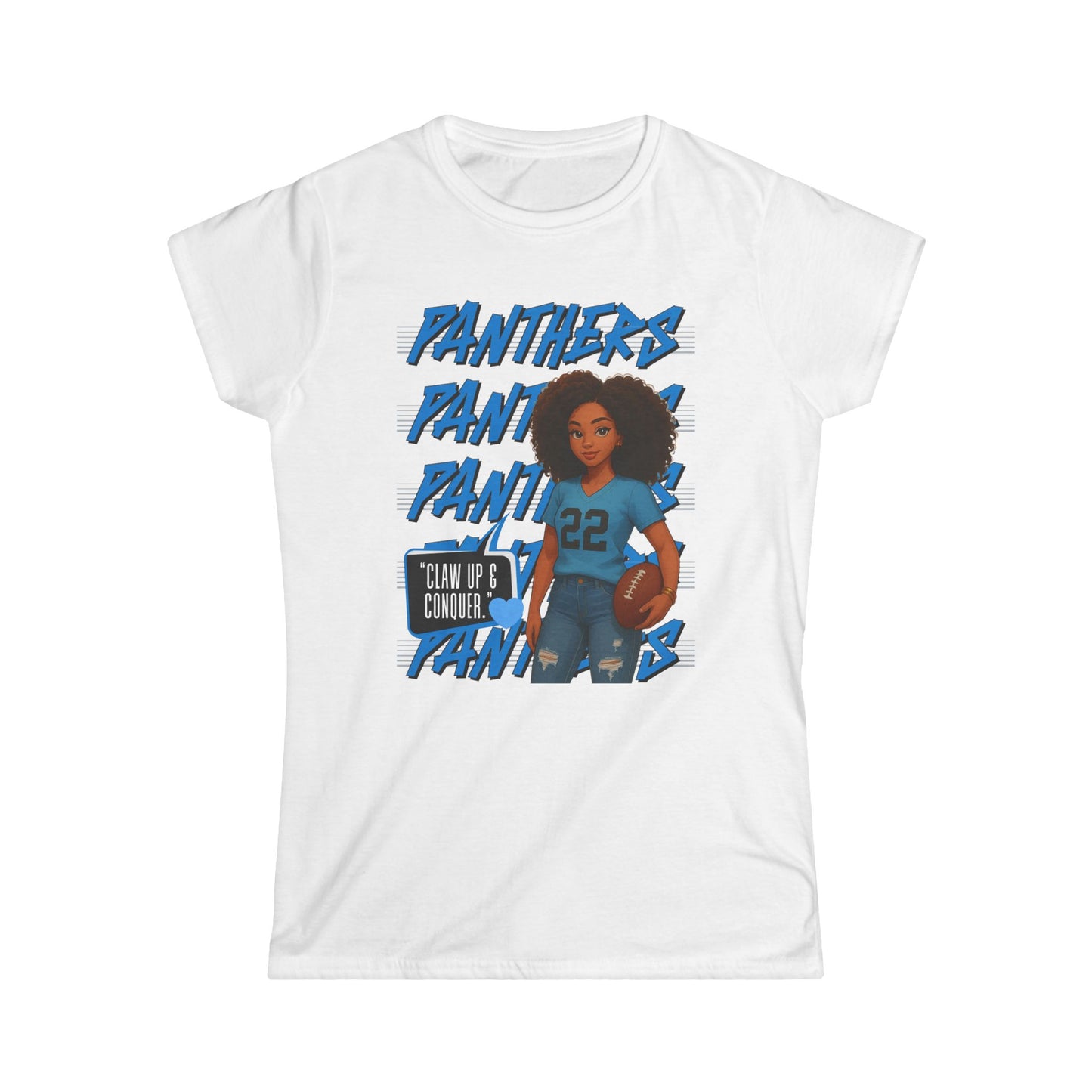 Panthers Cheer Women's Softstyle Tee, Cute Graphic Tee for Football Fans, Sportswear for Game Days and Events, Gift for Cheerleaders