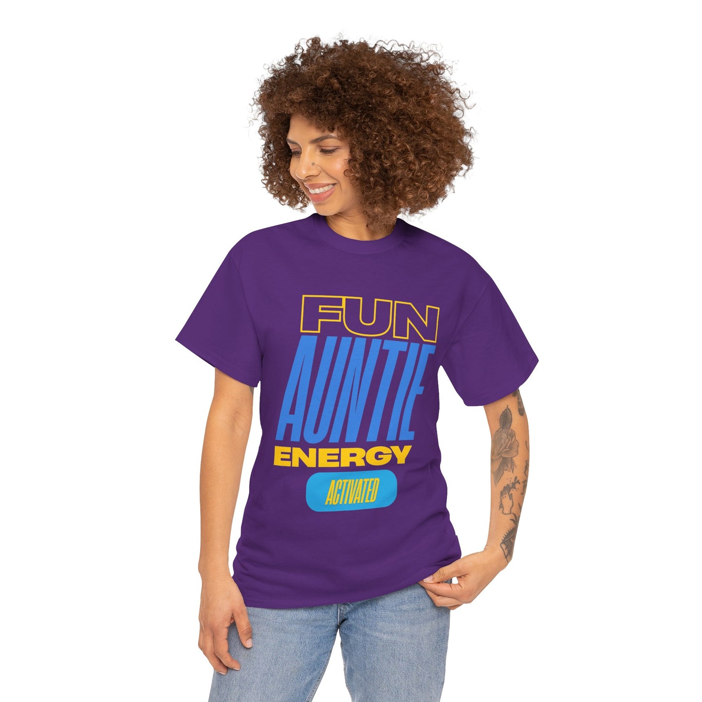 Fun Auntie Energy Activated Tee - Perfect Gift for Cool Aunts, Casual Wear, Gifting, Family Celebrations, Aunt's Day