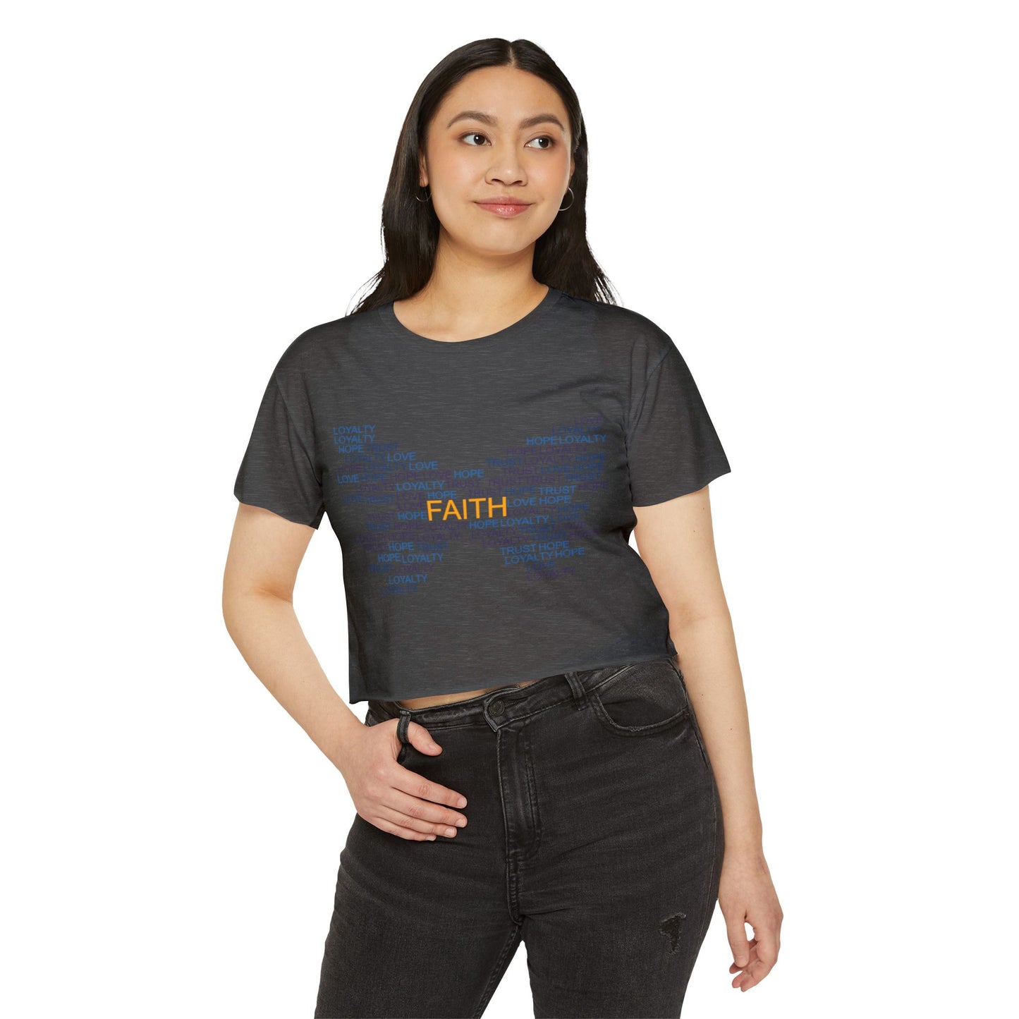Women's Festival Crop Top with Faith Design, Boho Style Tee, Summer Festival Top, Inspirational Apparel, Gift for Her