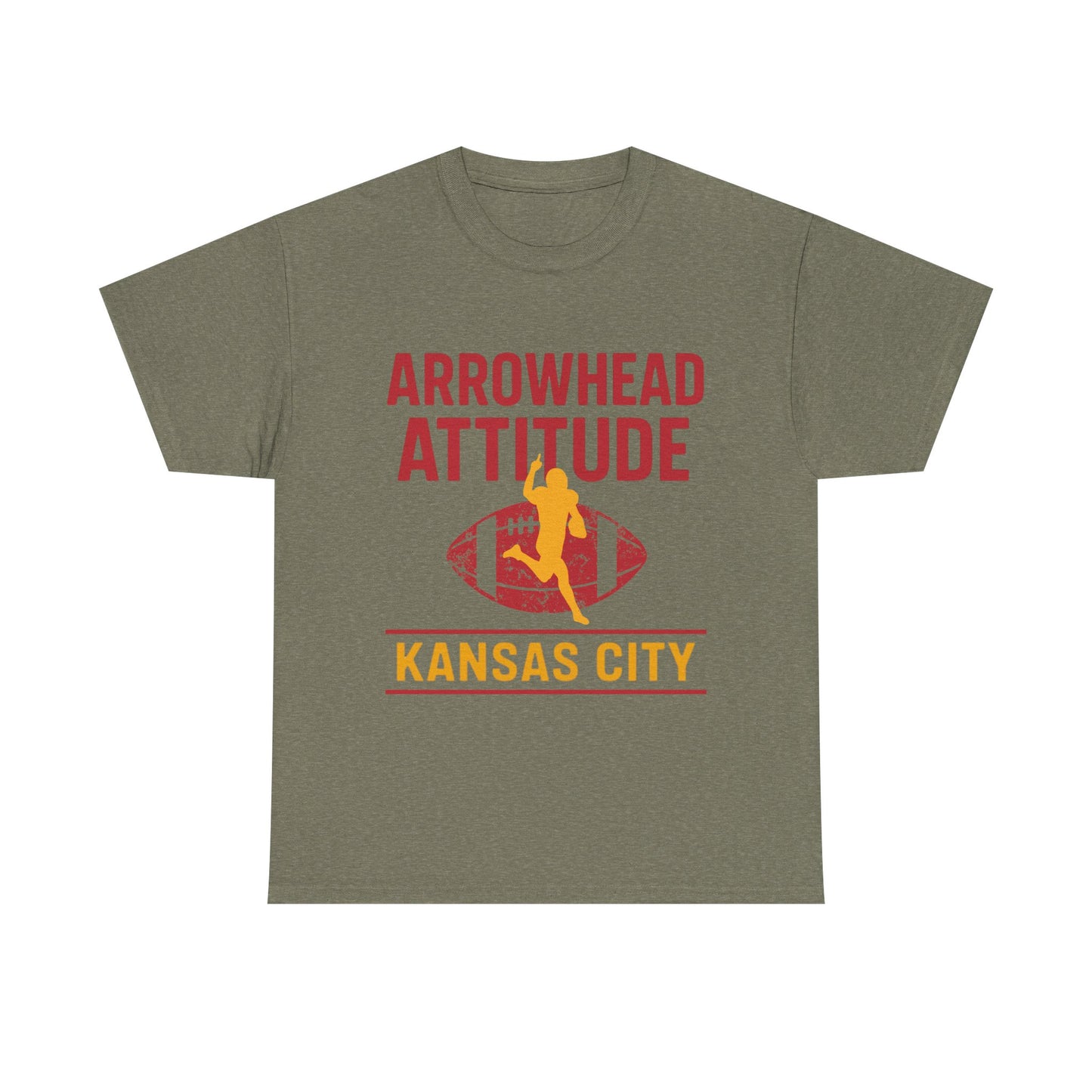 Male Heavy Cotton Tee, Arrowhead Attitude, Football Tee