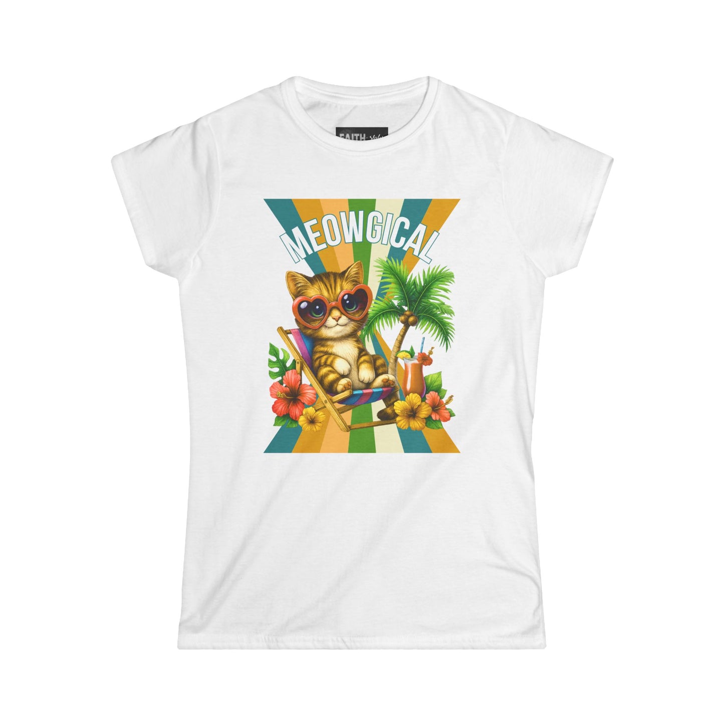Meowgical Cat T-Shirt, Cute Cat Tee, Summer Vibes Shirt, Gift for Cat Lovers, Beach Day Outfit, Fun Casual Graphic Tee