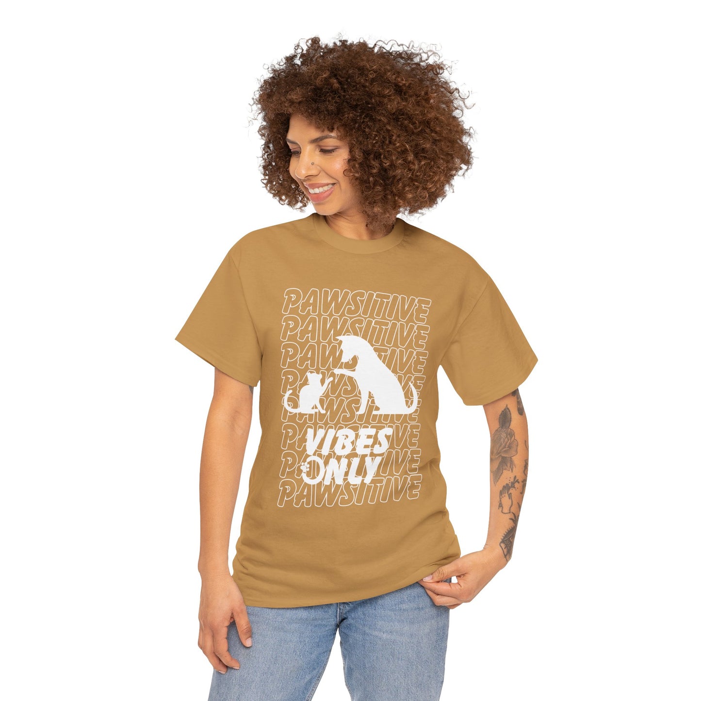 "Pawsitive Vibes Only" Unisex Heavy Cotton T-shirt