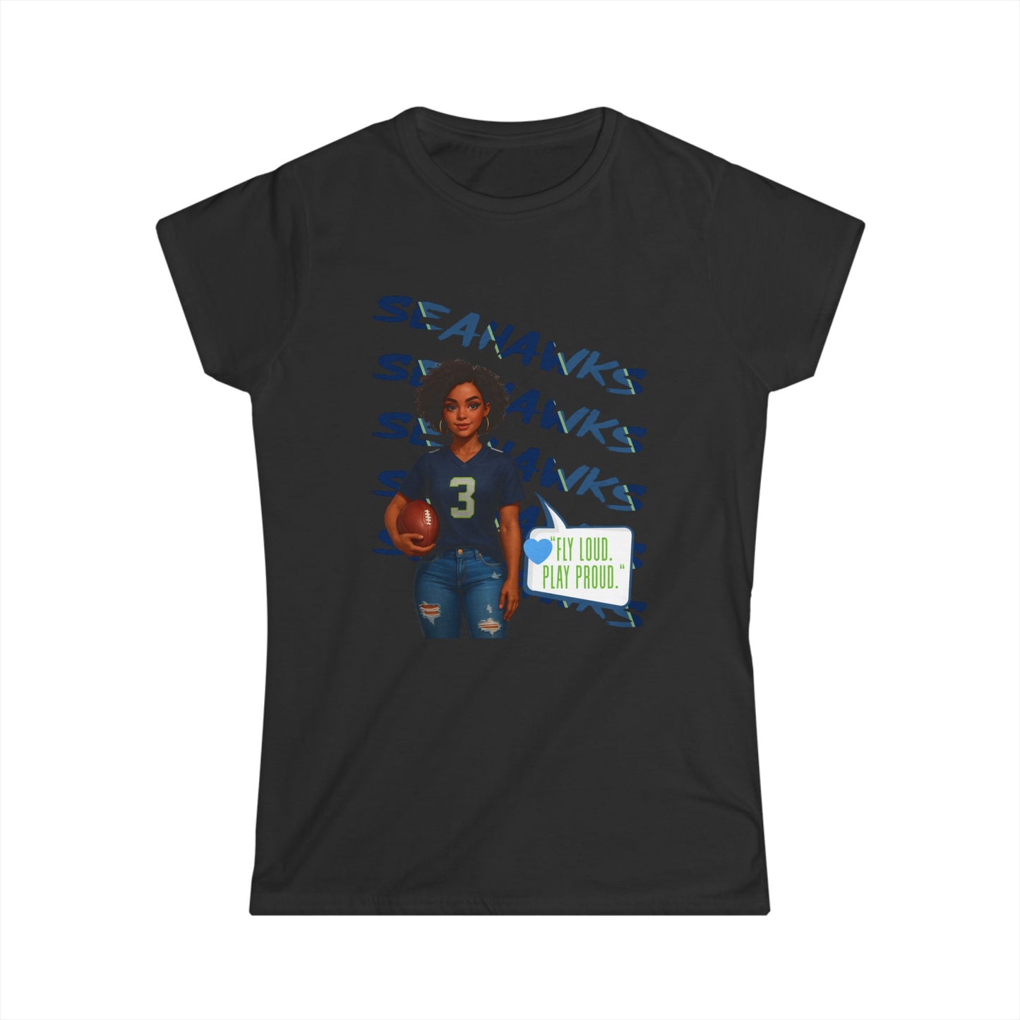 Women’s Football Fan Tee – Sporty Comfort, Seahawks Style, Perfect for Game Day, Casual Wear, Sports Enthusiasts, Gift Idea