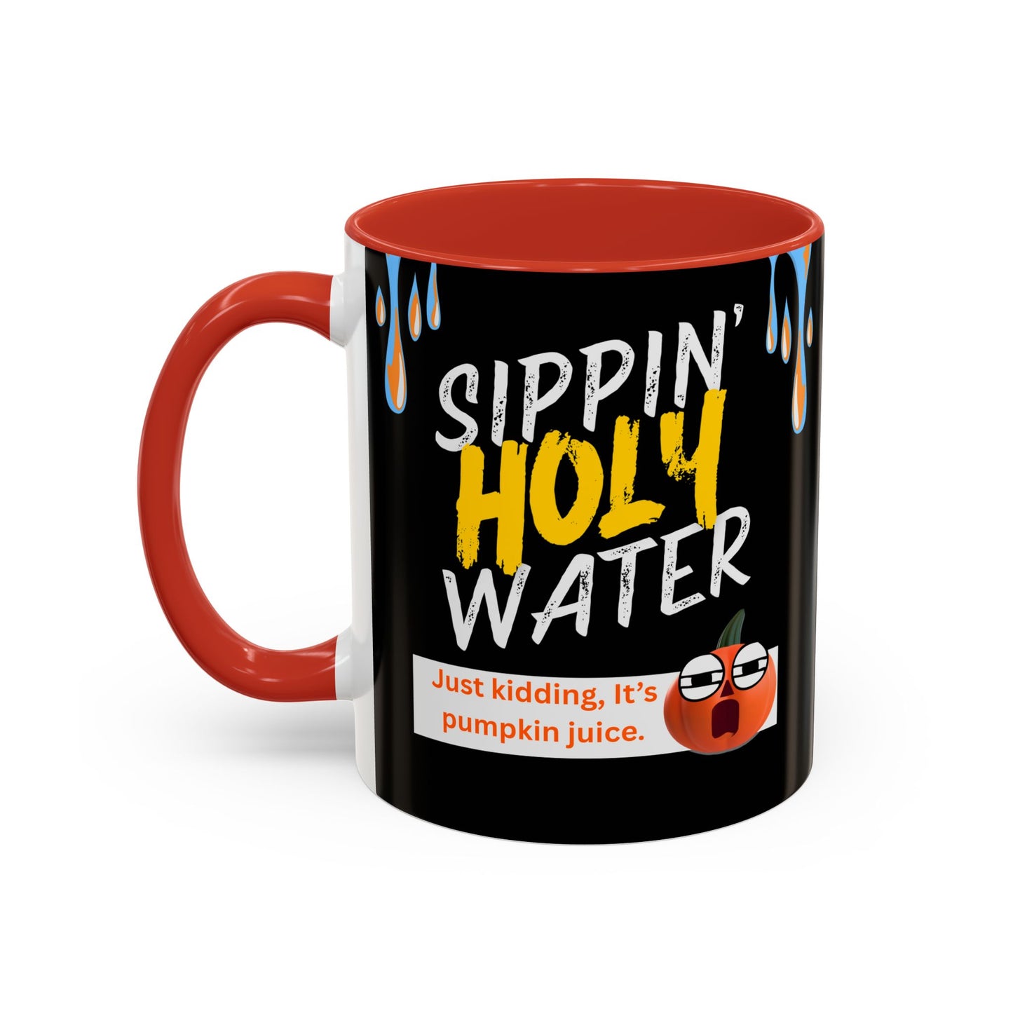 Sippin' Holy Water Coffee Mug, Funny Pumpkin Juice Mug, Halloween Coffee Cup, Unique Gift for Fall, Cute Office Mug, Quirky Kitchenware
