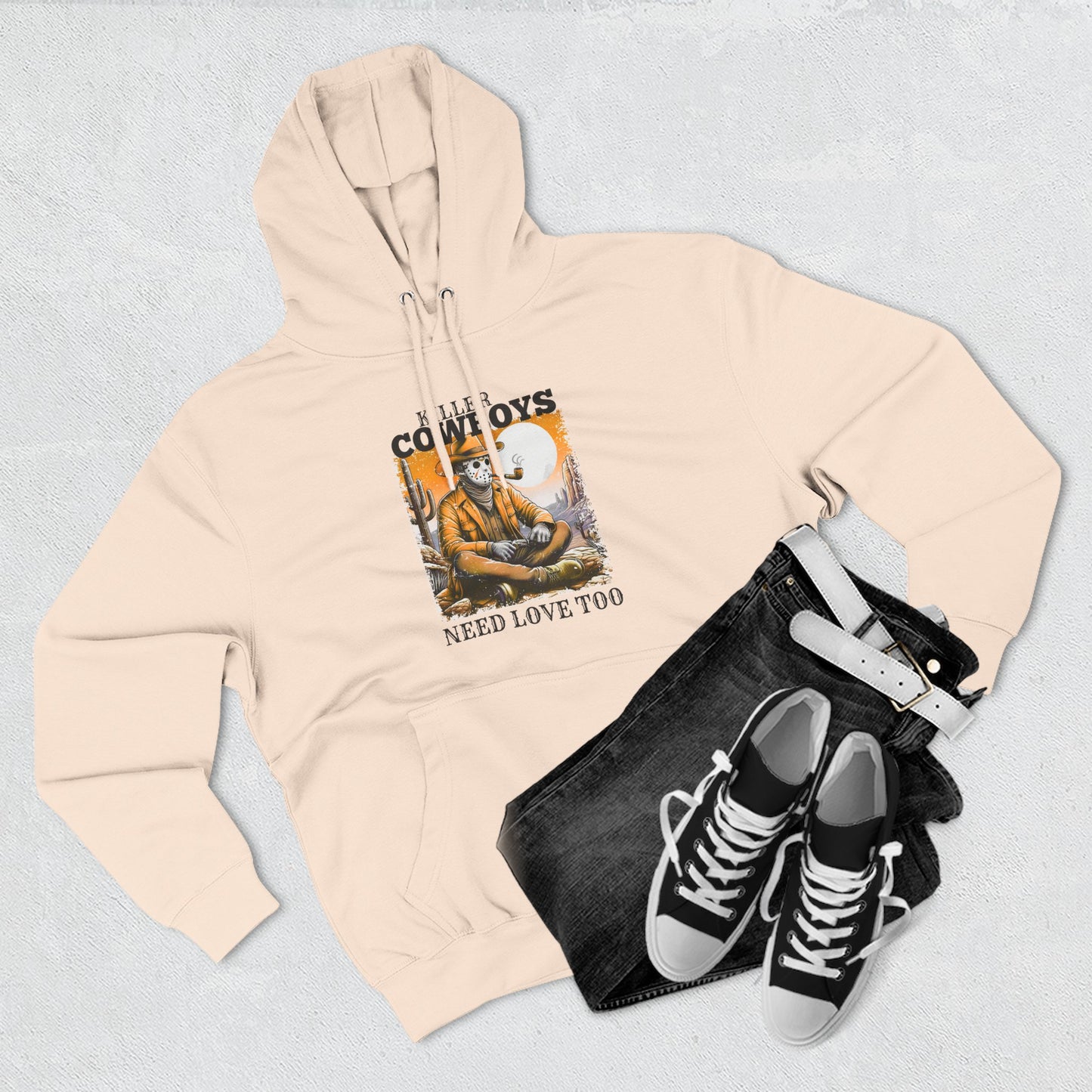 Three-Panel Fleece Hoodie-Front & Back Images
