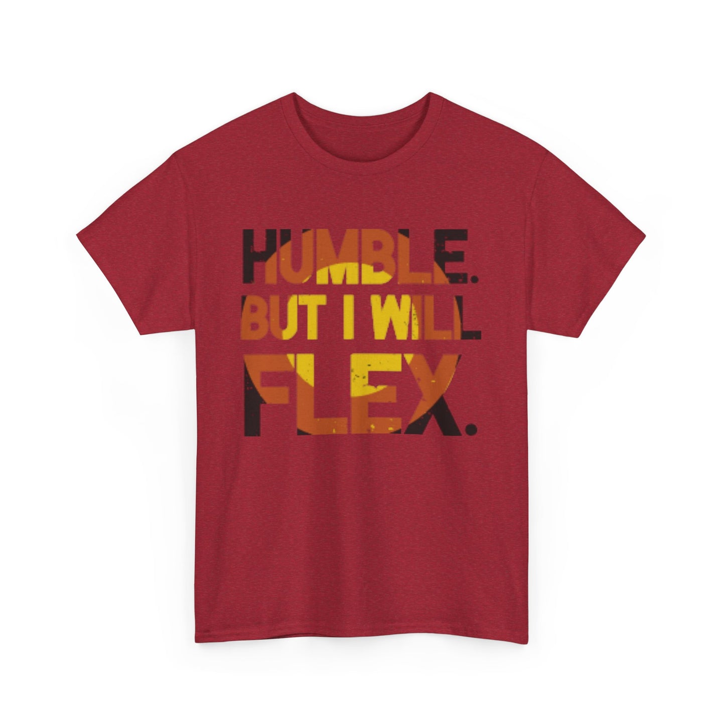 Male Heavy Cotton Tee - 'Humble. But I Will Flex.' Motivational Shirt, Gift for Fitness Lovers, Casual Top, Birthday Gift, Gym Wear