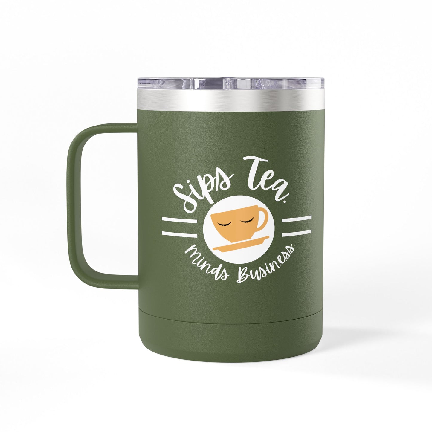 Coffee Lover's Tumbler with Sips Tea Design, Insulated Mug for Home, Travel, Gift for Coffee & Tea Lovers, Birthday, Office, Everyday Use
