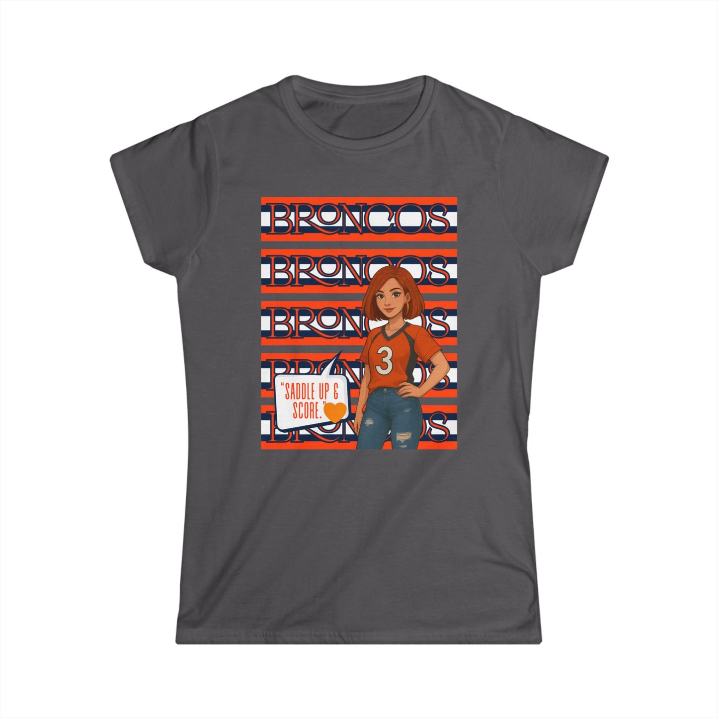 Broncos Spirit Women's Softstyle Tee - Cheer for Your Team, NFL Game Day Shirt, Sports Apparel, Football Fan T-Shirt, Casual Outfit