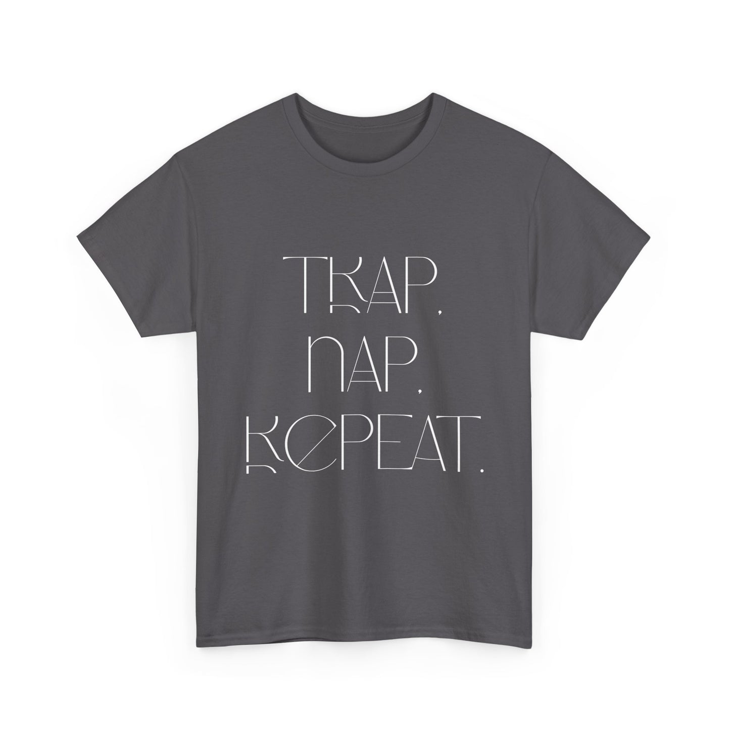 Unisex Heavy Cotton Tee - 'Trap. Nap. Repeat.' Motivational Shirt for Relaxation and Leisure